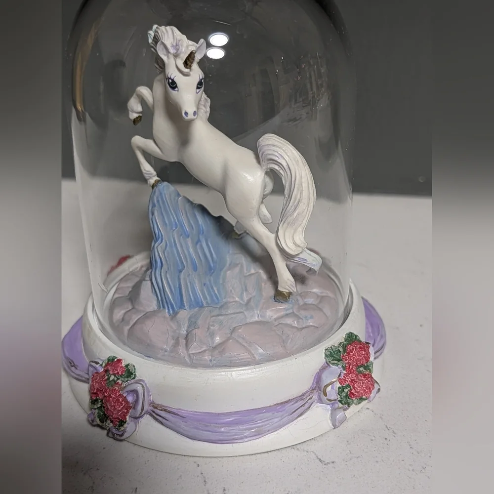 Vintage Unicorn Of Friendship Figurine In Dome, The Franklin Mint, Limited Ed.
